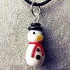 HUANSUN 6 pièces Verre Bonhomme de Neige Art Figurines Pendentif Miniature Ornements Mignons Collier Bricolage Accessoires, B