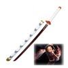 JRPT Rengoku Kyoujurou Katana Wooden Katana Sword Arme Props, Anime Samurai Ninja Sword Jouet Avec Fourreau, Accessoires de J