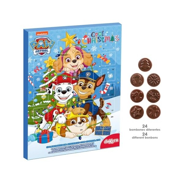 dekora Dekora - Calendrier de lAvent Chocolat | Calendrier de lAvent Pat Patrouille « Cool Christmas, multicolore