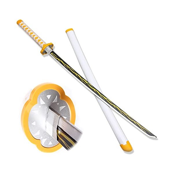 HASMI Ninja Kids Toys Sword, Slayer Agatsuma Zenitsu Cosplay Accessoires Samurai Sword, Wooden Katana/Multicolor/104Cm/40.9In