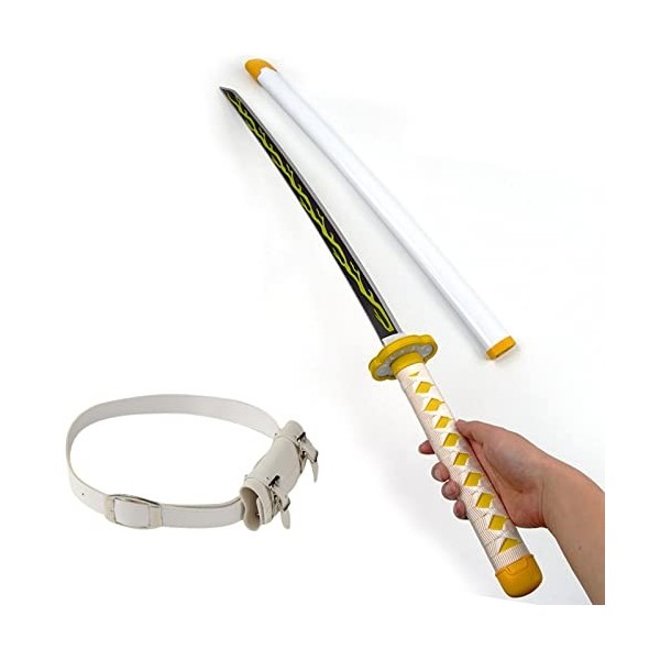 HASMI Sword Ninja Armes Accessoires Slayer Anime Cosplay Samurai Sword Zenitsu Wooden Katana - Anime Fan Toy/104Cm/40.9In