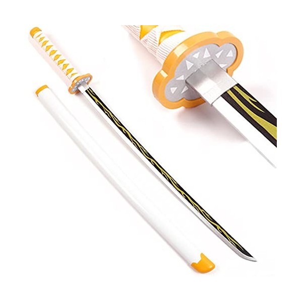 HASMI Slayer Wooden Katana Anime Cosplay Sword, Agatsuma Zenitsu Anime Accessoires Samurai Sword Ninja Kids Toys, Pas Sharp/1