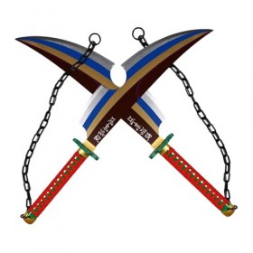 DMVWJR Demon Slayer Katana Uzui Tengen Lame Épée Cosplay Anime Katana Épée Bois Samouraï Épée Enfants Jouets Accessoire Coute