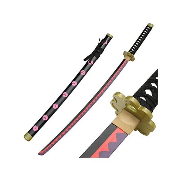 JRPT Anime Roronoa Zoro Samurai Sword, Bois Katana Épée Arme Anime Ninja Sword Jouet Avec Scabbard, Pour Anime Fans Accès de 