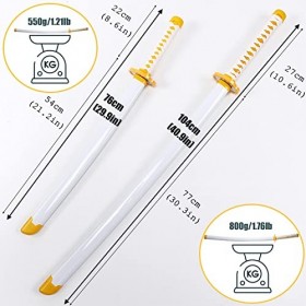 NIANXINN Démon Slayer En Bois Katana Anime Cosplay Épée, Agatsuma Zenitsu Anime Accessoires Samouraï Épée Ninja Enfants Jouet