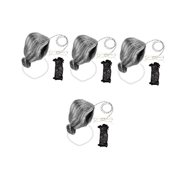 Alasum 5 Ensembles Perruque De Grand-Mère Ensemble Tenues pour Enfants Ensemble De Collier De Perles Ensembles De Colliers po