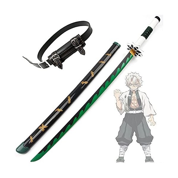 LENG Katana Demon Slayer Épée Shinazugawa Sanemi Épée De Samouraï Danime Sabre Cosplay Accessoire Darmes pour Halloween Kat