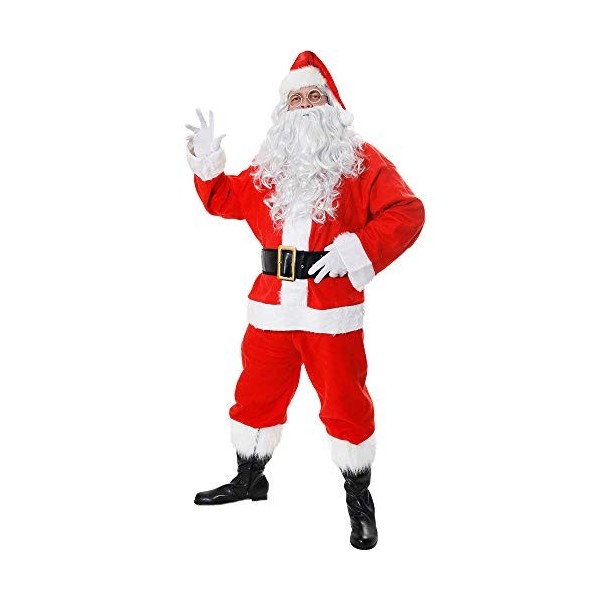 I LOVE FANCY DRESS LTD Déguisement de Père Noël deluxe, 10 pièces en velours, tenue St Nicolas comfortable XXXXL 