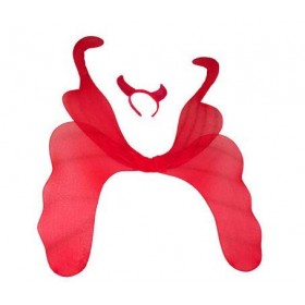 COOLMP Lot de 3 - Accessoires déguisement Diable Serre-tête et Ailes