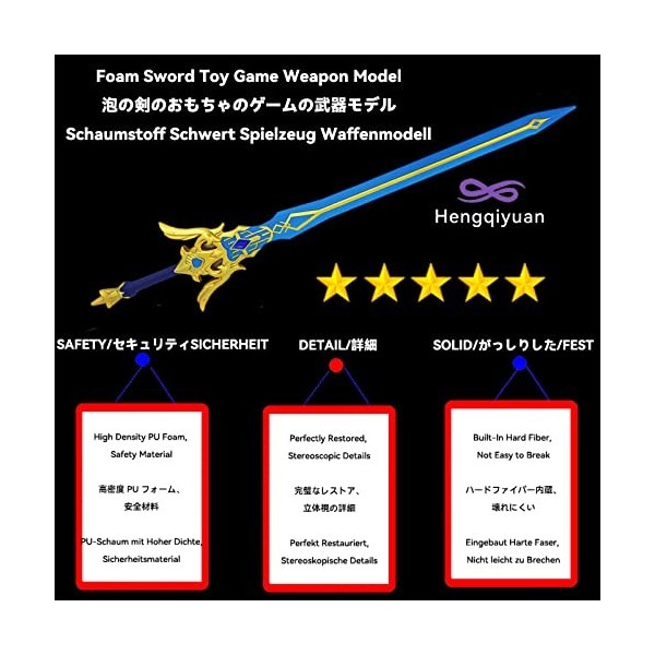 Hengqiyuan Épée en Mousse Jouet Jeu Anime Genshin Impact Modèle dArme avec Support et Jeu dÉpées Adapté Aux Accessoires de 