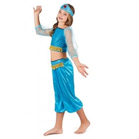 DEGUISE TOI - Déguisement Danseuse Orientale Bleue Fille - S 4-6 Ans 110-120 cm 