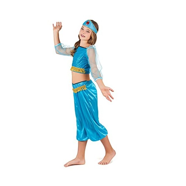 DEGUISE TOI - Déguisement Danseuse Orientale Bleue Fille - S 4-6 Ans 110-120 cm 