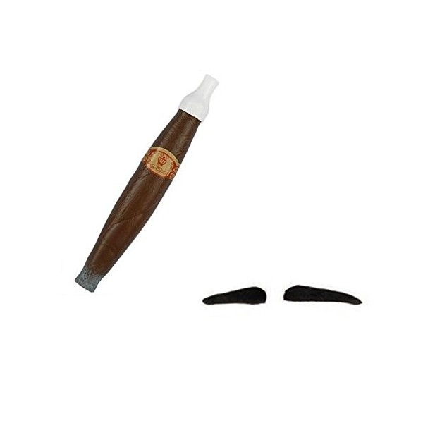 I LOVE FANCY DRESS LTD Cigare géant Méxicain + Une Fine Moustache. Accessoire Ideal pour Un Enterrement de Vie de garçon. X2