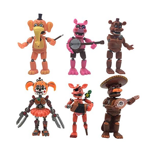 Jilijia Five Nights FNAF Lot de 6 figurines pour cadeaux de Noël 12,7 à 19,1 cm de haut