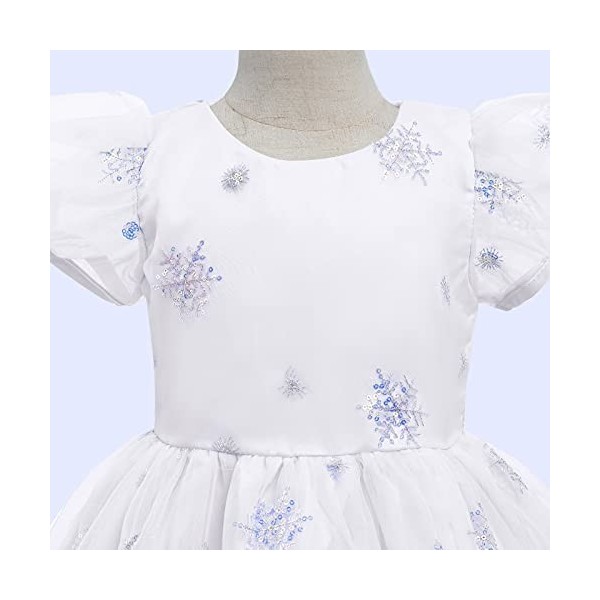 VIROYA Elsa Dress Up pour Filles Ice Snow Queen Dress Up Costume Paillettes Flocon de Neige Princesse Robe + Accessoires Cont