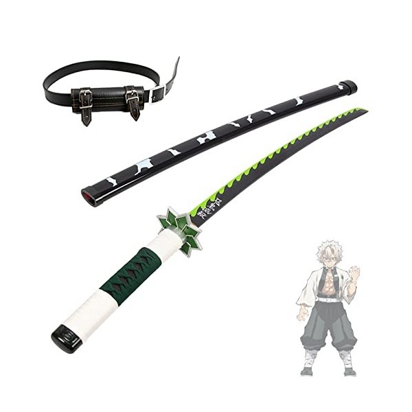 Lame de Tueur de démons Katanas Shinazugawa Sanemi Arme COS épée,Accessoires,Jouet décoratif,76cm/104cm pour Enfants,Fan dan