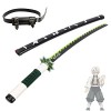 Lame de Tueur de démons Katanas Shinazugawa Sanemi Arme COS épée,Accessoires,Jouet décoratif,76cm/104cm pour Enfants,Fan dan