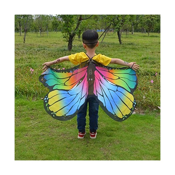 10 Pcs Ailes de Papillon pour Filles - Ailes de Papillon et Couvre-Visage pour Enfants - Accessoires de Festival de Costumes 