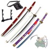 BRELHF Épée Katana Roronoa Zoro Accessoires de réplique, Épée de samouraï avec Fourreau et Support, sandai kitetsu/Wado Ichim