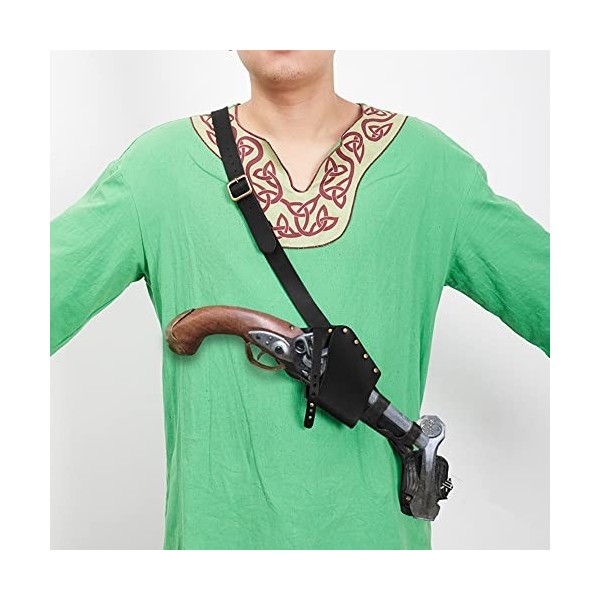 WORUETE Renaissance PU étui en Cuir Western Style Gun Holder Sword Set Drama Deduces Cosplay Costumes Accessoires,Noir