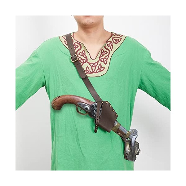 WORUETE Renaissance PU étui en Cuir Western Style Gun Holder Sword Set Drama Deduces Cosplay Costumes Accessoires,Noir