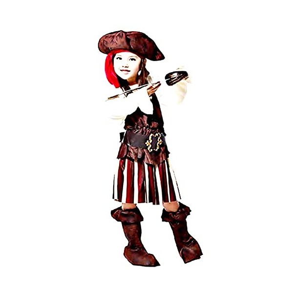 Halloween. Fille Gaie Dans Un Costume De Carnaval D'un Pirate En