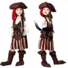 Costume Pirate - Halloween - Déguisement - Carnaval - Couleur Marron - Corsaire des Mers - Caraïbes - 4 - Fille - Taille M - 