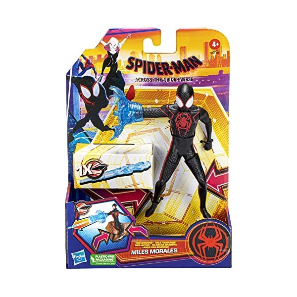 Spider-man: Across The Spider-Verse, Figurine Deluxe Miles Morales Toile tournante de 15 cm, pour Enfants à partir de 4 Ans