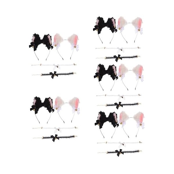 minkissy Lot de 20 serre-têtes avec oreilles de chat - Colliers ras du cou roses pour filles - Bandeau rose - Renard - Cospla