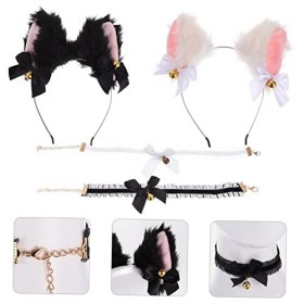 minkissy Lot de 20 serre-têtes avec oreilles de chat - Colliers ras du cou roses pour filles - Bandeau rose - Renard - Cospla