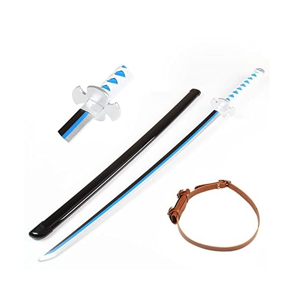 XIAOHUA Katana Demon Slayer Tanjiro Bleu Épée Cosplay Anime Sabre Samourai Jouet en Bois Sabre Demon Slayer 104cm Epee Enfant