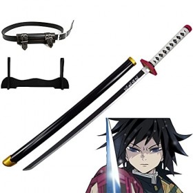 GALLIN Demon Slayer Tomioka Giyuu Katana Cosplay Épée De Samouraï Fait À La Main Anime Ninja Couteau Arma Accessoires Bois Ca