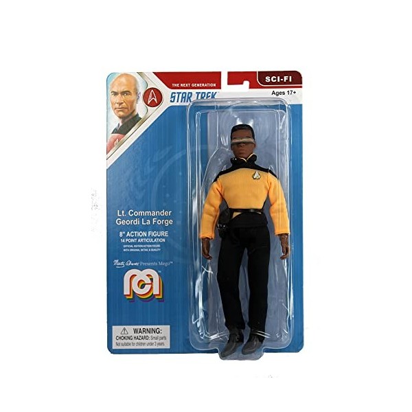 MEGO - Lt. Commander Geordi La Forge Star Trek TNG – Figurine daction de 20,3 cm – Mego Sci-Fi, multicolore – pour les fans 