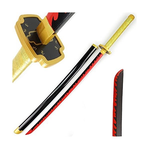 HBCH Epee Demon Slayer 104cm Épée De Samouraï en Bois Katana Japonais Anime Cosplay Accessoires dhalloween Jouet Décoratif F