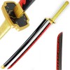 HBCH Epee Demon Slayer 104cm Épée De Samouraï en Bois Katana Japonais Anime Cosplay Accessoires dhalloween Jouet Décoratif F