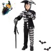 NICERAM 4 Pcs Clown maléfique dhalloween,Art Le Clown - Costumes dhalloween pour garçons, Accessoires Clown Noir et Blanc, 