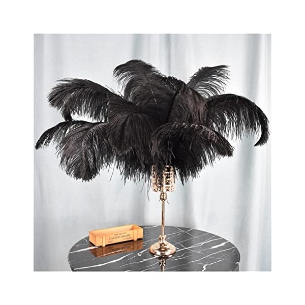 XUNCHUNG 15-70cm / 6-28 Pouces Black Ostrich Feather for Crafts Vases Table de Table Centres de Mariage Accessoires de Mariag