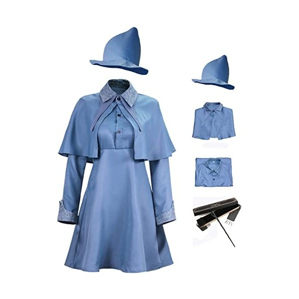 Foanja Fleur Isabelle Delacour Déguisement Adulte Cosplay Magie École Magicien Uniforme Cape Robe Chapeau Complète Vêtements 