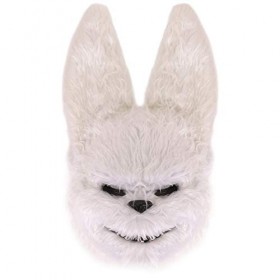 0207VP6V6DO Adulte Fausse Fourrure Blanc Lapin Halloween Masque - Accessoire Parfait pour Sinistre Déguisement - Taille Uniqu