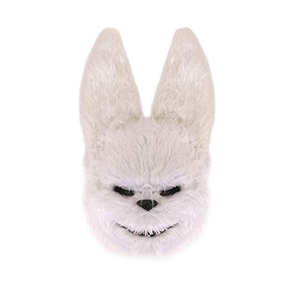 0207VP6V6DO Adulte Fausse Fourrure Blanc Lapin Halloween Masque - Accessoire Parfait pour Sinistre Déguisement - Taille Uniqu