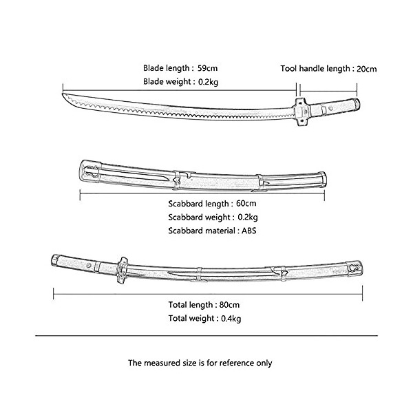 Lépée Demon Slayer avec Gaine Convient à Sabito, Katana en Bois, Accessoires darmes de Jeu de rôle, Jouet dépée Ninja Anim