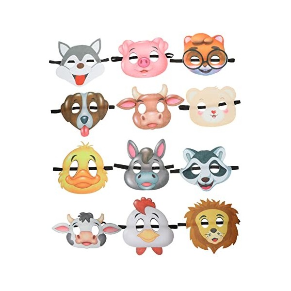 STOBOK 60 Pièces Décoration Costume Jungle Masques Adorable Masque Caresse De Nouveauté Pour Faveurs Cosplay Animaux Ferme Ac