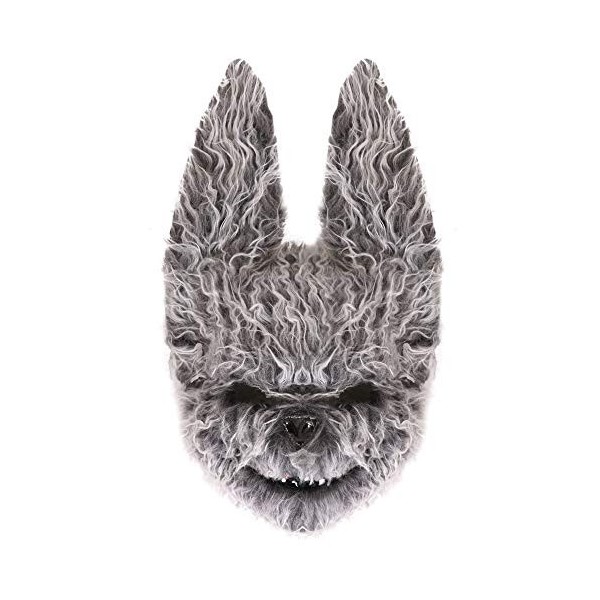 0207VP8AYI0 adulte fausse fourrure gris Lapin Halloween Masque - accessoire parfait pour Sinistre Déguisement - Taille Unique