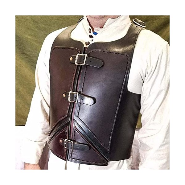 ZALTAS Réglable médiéval Traditionnel Chevalier Armure Viking Guerrier rétro décontracté Garde Armure Gilet en Cuir Artificie