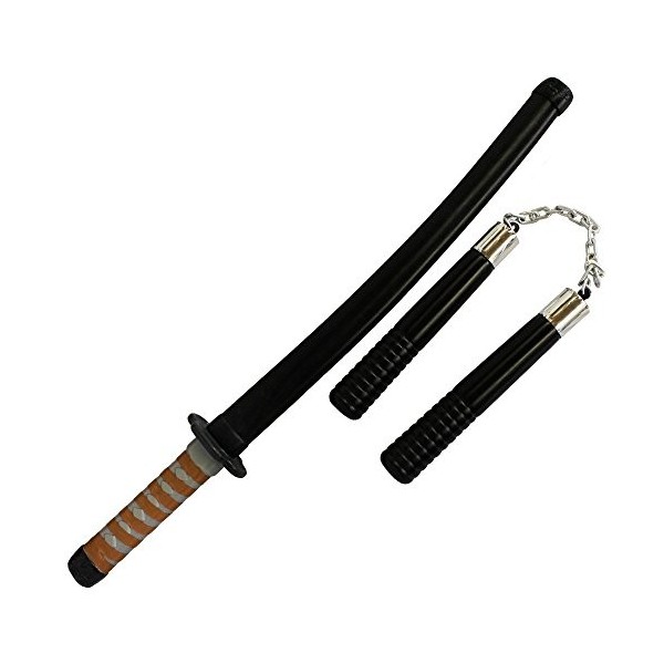 I LOVE FANCY DRESS LTD Accessoire de Petit Combattant Ninja avec cet Ensemble Katana + Une Paire de nunchaku pour Enfant. Idé