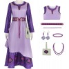 Foanja Asha Déguisement Fille Femme Cosplay Film Wish Asha Princesse Luxe Robe de Soirée et Accessoires pour Enfant Adulte Fa