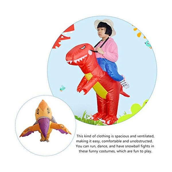 Amosfun Costume de dinosaure gonflable pour enfants sur ptérosaure, cosplay, accessoire de fête 90–130 cm 