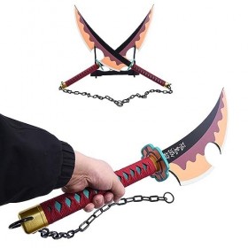 Set DÉpées De Samouraï Demon Slayer, Accessoires Uzui Tengen Hallween, Anime Ninja Katanas Jouet, avec Support, 82cm