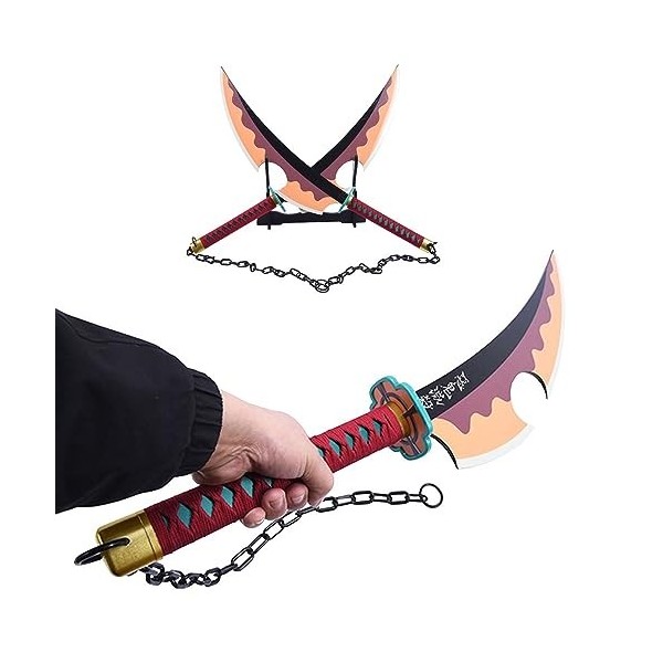 Set DÉpées De Samouraï Demon Slayer, Accessoires Uzui Tengen Hallween, Anime Ninja Katanas Jouet, avec Support, 82cm