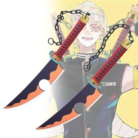 Set DÉpées De Samouraï Demon Slayer, Accessoires Uzui Tengen Hallween, Anime Ninja Katanas Jouet, avec Support, 82cm